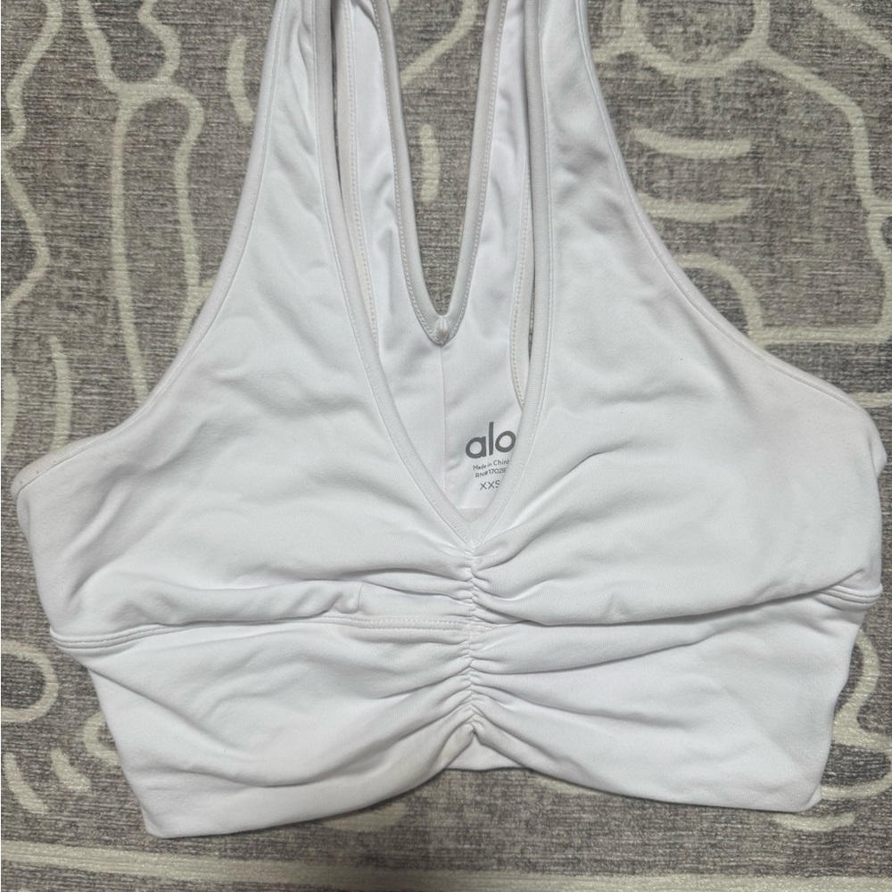 ALO Yoga Women's white racer back wildthing bra xxs